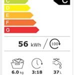 Freestanding Front Load Washing Machine – 6kg, Inverter Motor, 15 Programs, Quick & Steam Wash, 1200 RPM, White, Energy Class C - Image 3
