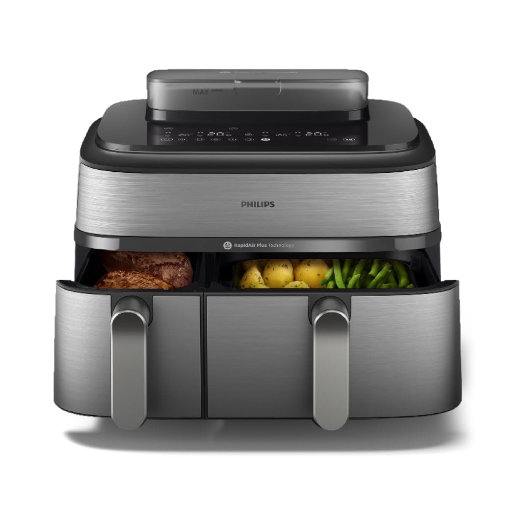 51Nn1WuVNEL-1.jpg Philips Air Fryer 5000 Series Dual Basket with Steam β 9L Capacity, RapidAir Plus Technology - Image 1