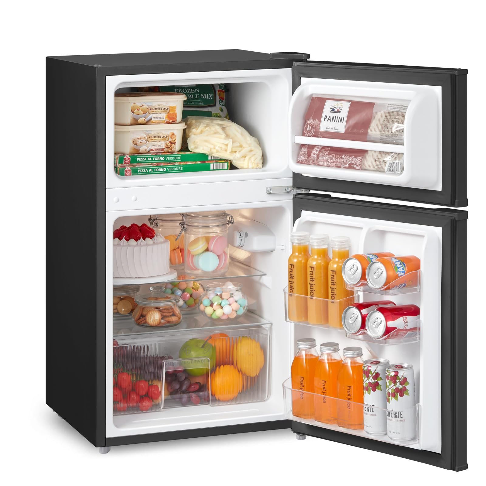 71KVCp7xE4L-1.jpg COMFEE' RCT87BL2(E) Under Counter Fridge Freezer, 87L Double Door Small Fridge Freezer with Light - Image 1