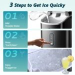 EUHOMY Nugget Ice Maker, Chewable Pellet Ice Machine with Handle, Ready in 6 Mins, 15.5kg/24H - Image 5