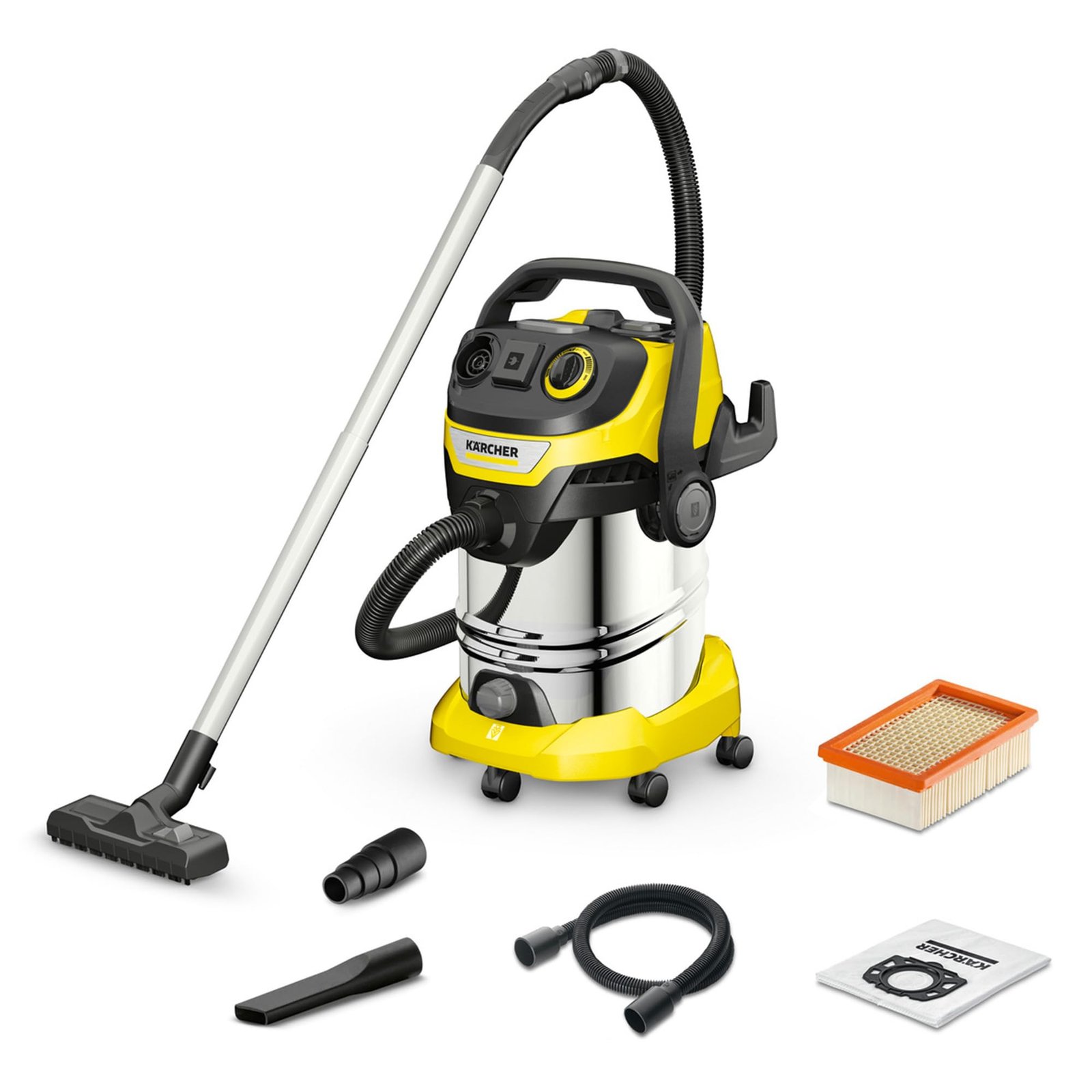 71o7Kk6f0YL-1.jpg Kärcher Wet and Dry vacuum cleaner WD 6 P Premium, blower function, 1,300 W, stainless steel container - Image 1