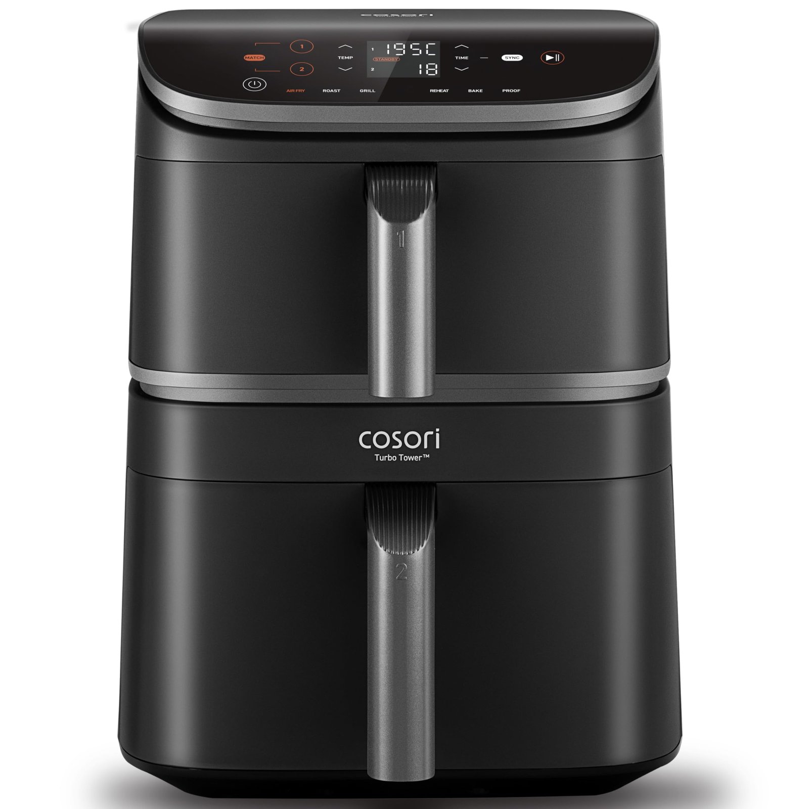 71wS3qDewPL-1.jpg COSORI TurboTower Dual Air Fryer, 10.8L Space-Saving Stacked Design, 3-Layer Cooking - Image 1