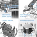 COMFEE' Freestanding Dishwasher CDWEF1034BW-UK 45cm Width, Slimline Dishwasher with 10 place settings - Image 3