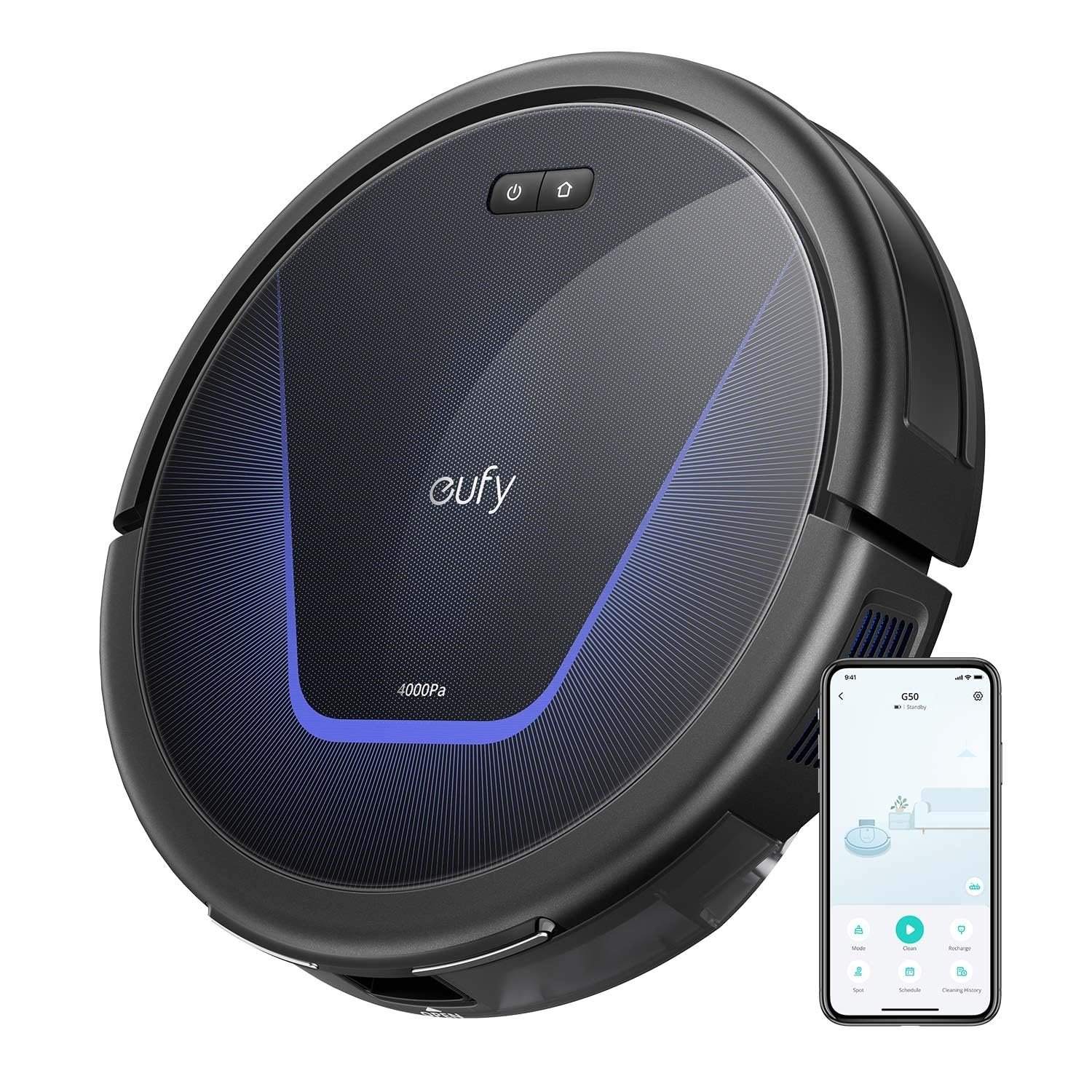 81aH8rdwkVL-1.jpg eufy G50 Robot Vacuum Cleaner with 4,000 Pa Strong Suction, Pro-Detangle Comb, Roller Brush - Image 1
