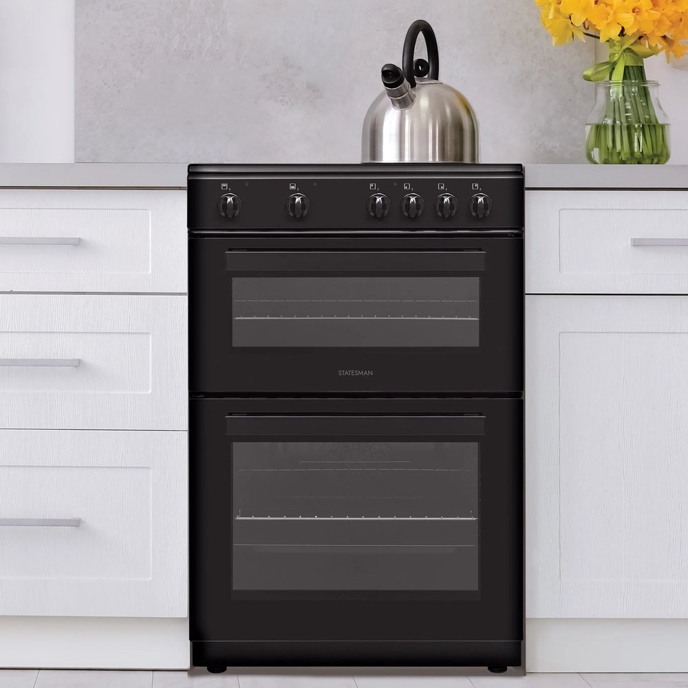 Statesman Double Oven Electric Ceramic Cooker, 60cm, Black